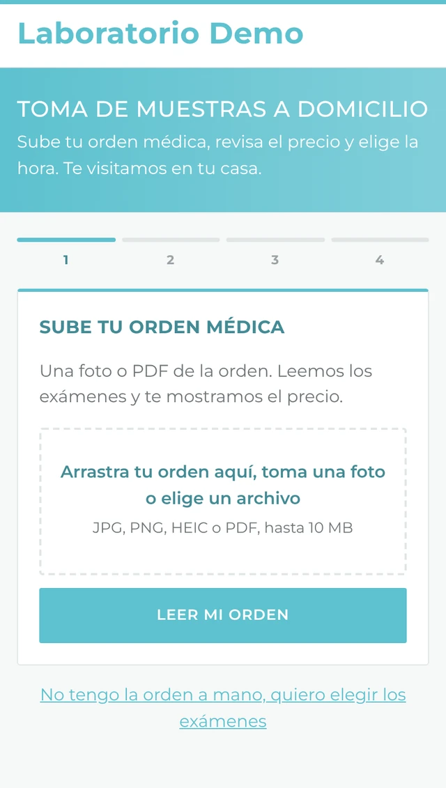 Paso 1: subir la orden médica