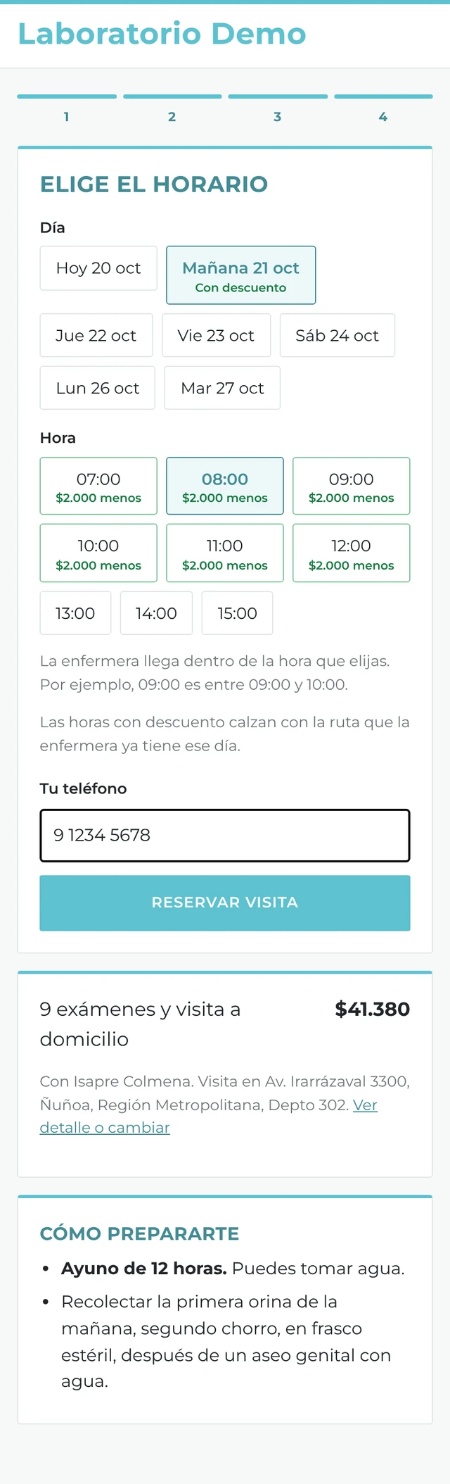Paso 4: elegir la hora