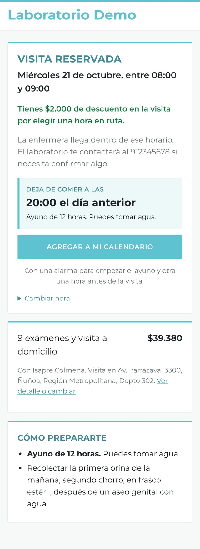 Paso 5: visita reservada